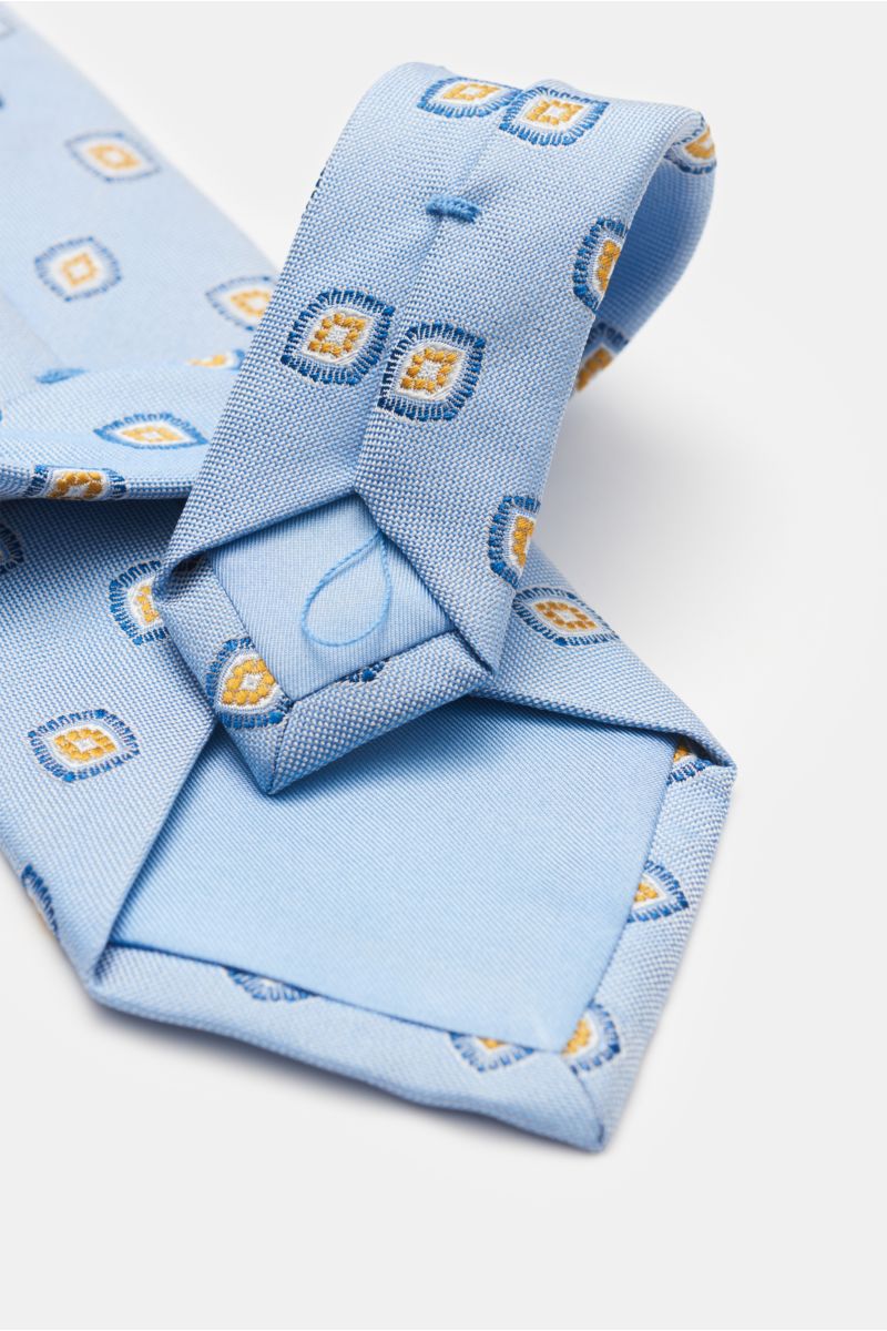 Bigi Silk tie 'Volga' light blue/navy/yellow patterned