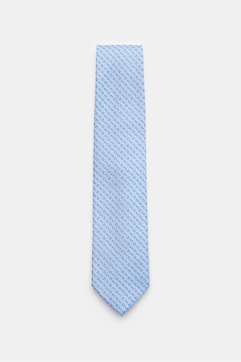 Silk tie 'Volga' light blue/navy/white patterned