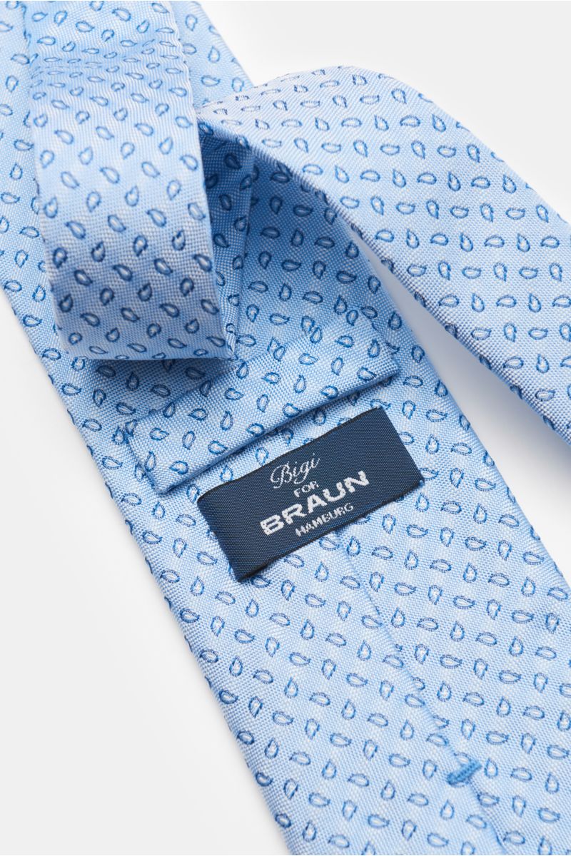 Bigi Silk tie 'Volga' light blue/navy/white patterned