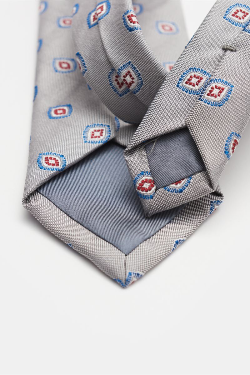 Bigi Silk tie 'Volga' grey/blue/dark brown patterned