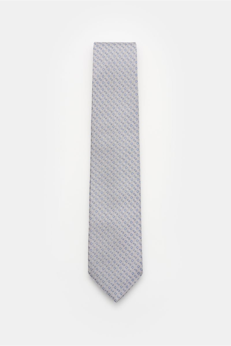 Silk tie 'Volga' grey/navy/white patterned