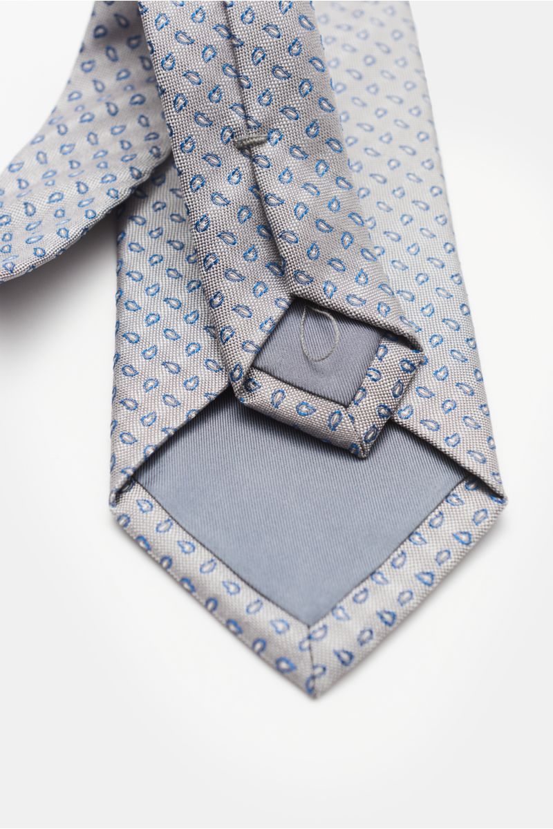 Bigi Silk tie 'Volga' grey/navy/white patterned
