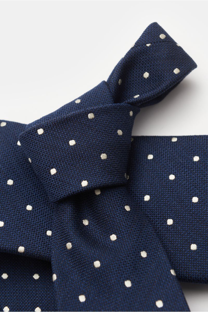 Bigi Silk tie 'Loira' navy/silver-grey dotted