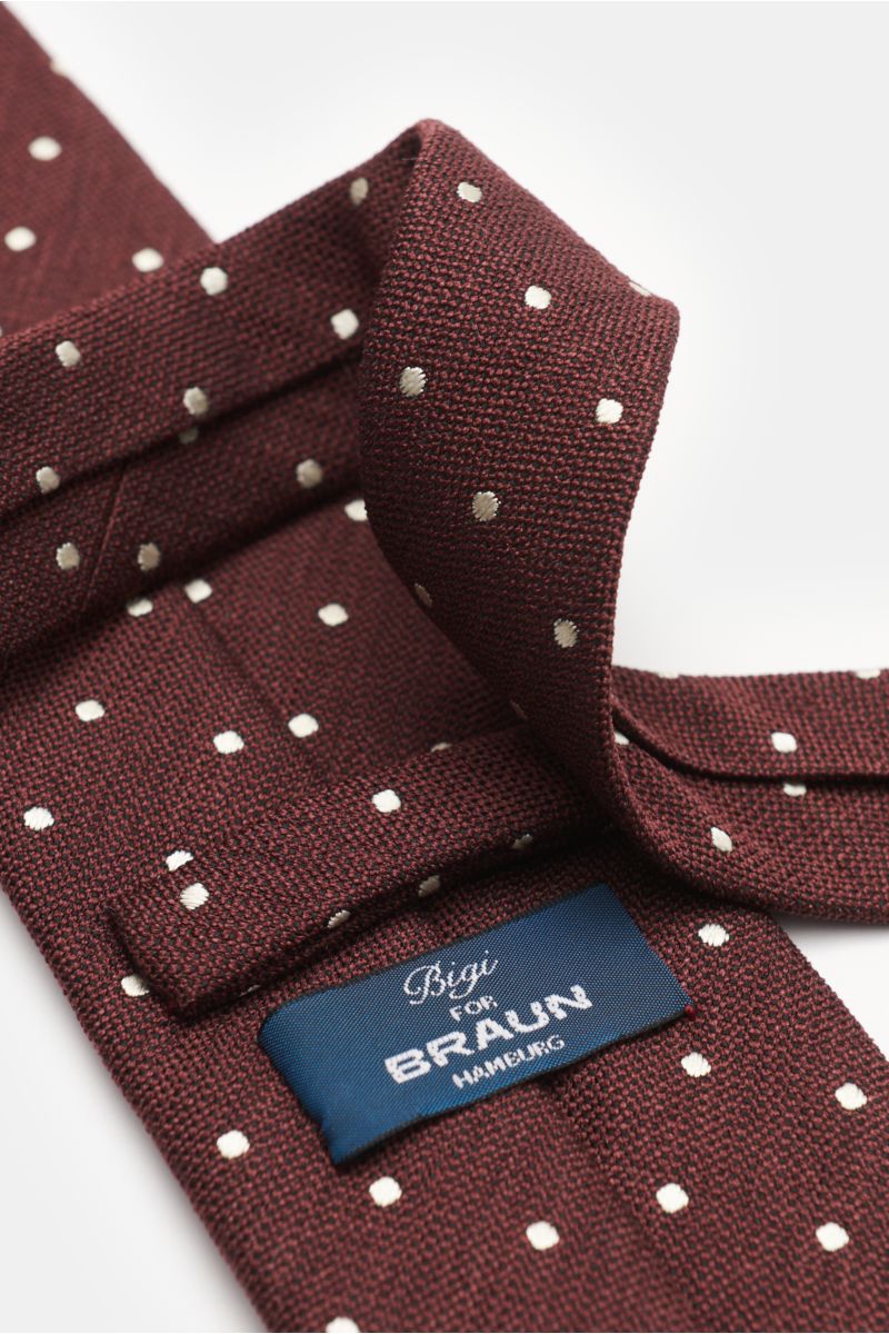 Bigi Silk tie 'Loira' burgundy/silver-grey dotted