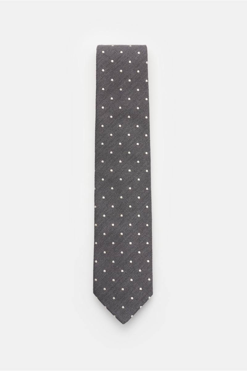 Silk tie 'Loira' dark grey/silver-grey dotted