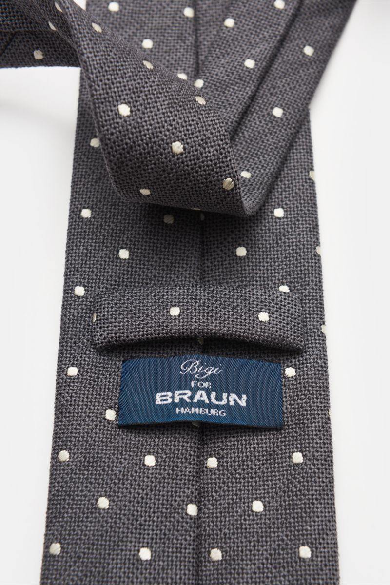 Bigi Silk tie 'Loira' dark grey/silver-grey dotted
