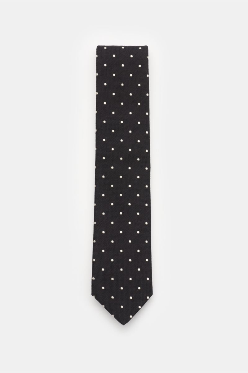 Silk tie 'Loira' black/silver-grey dotted