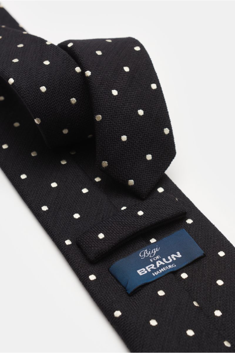 Bigi Silk tie 'Loira' black/silver-grey dotted