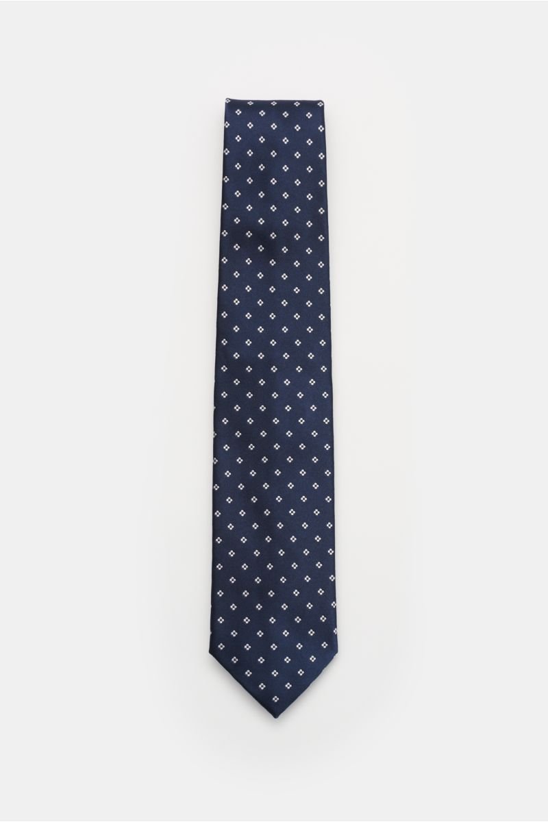 Silk tie 'Senna' navy/light grey patterned