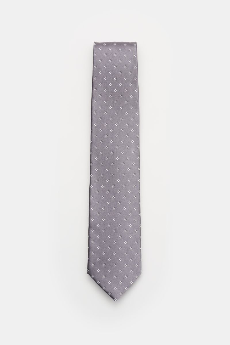 Silk tie 'Senna' grey/light grey patterned