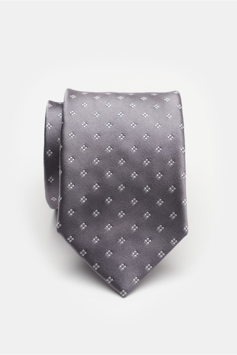 Bigi Silk tie 'Senna' grey/light grey patterned