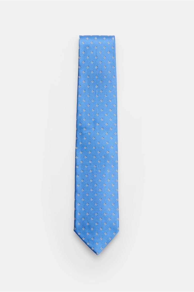 Silk tie 'Senna' blue/light grey patterned