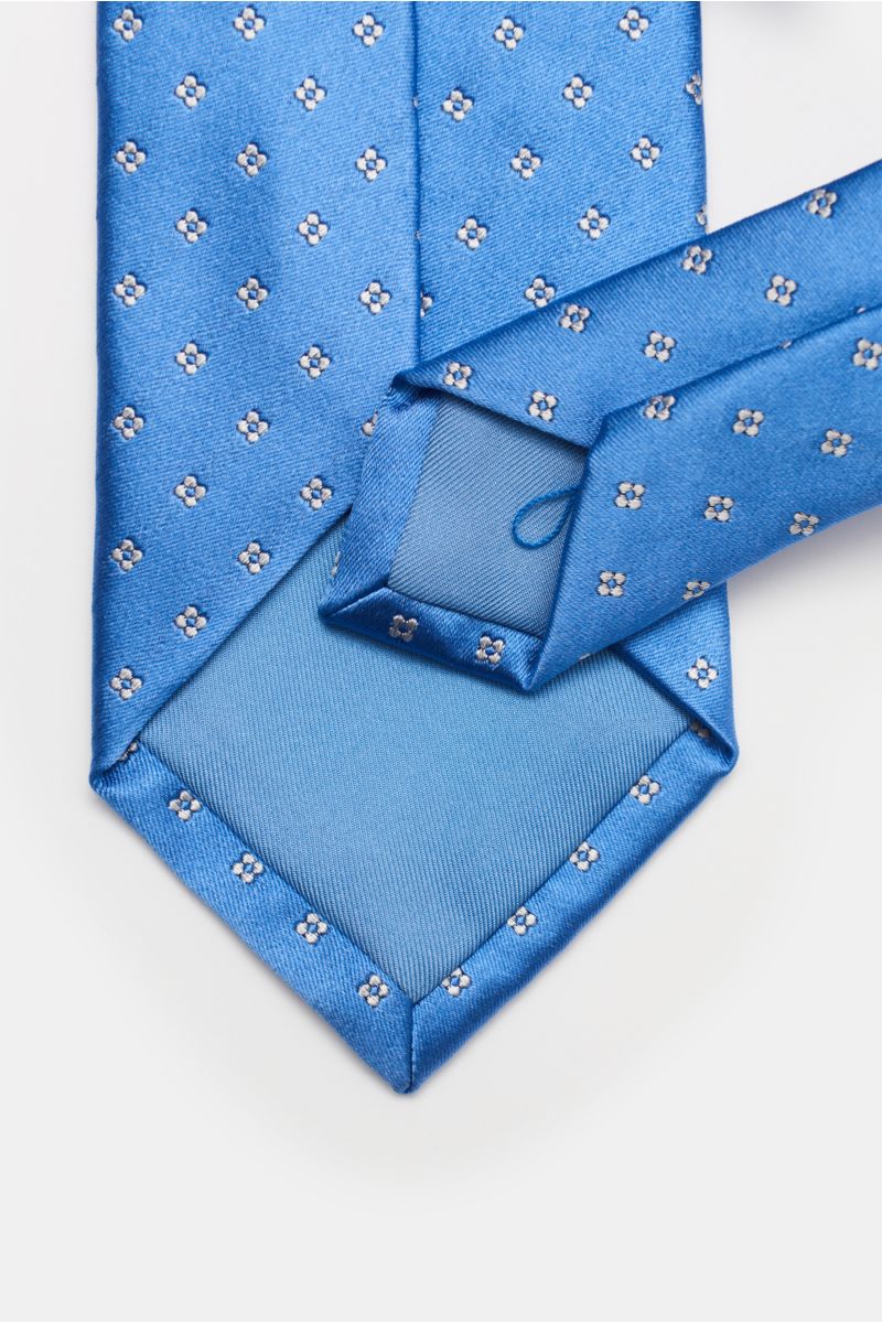 Bigi Silk tie 'Senna' blue/light grey patterned