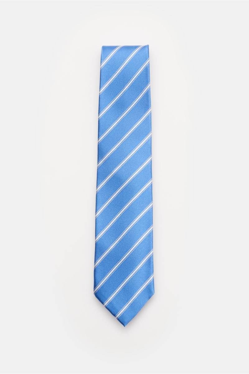 Silk tie 'Senna' blue/off-white striped