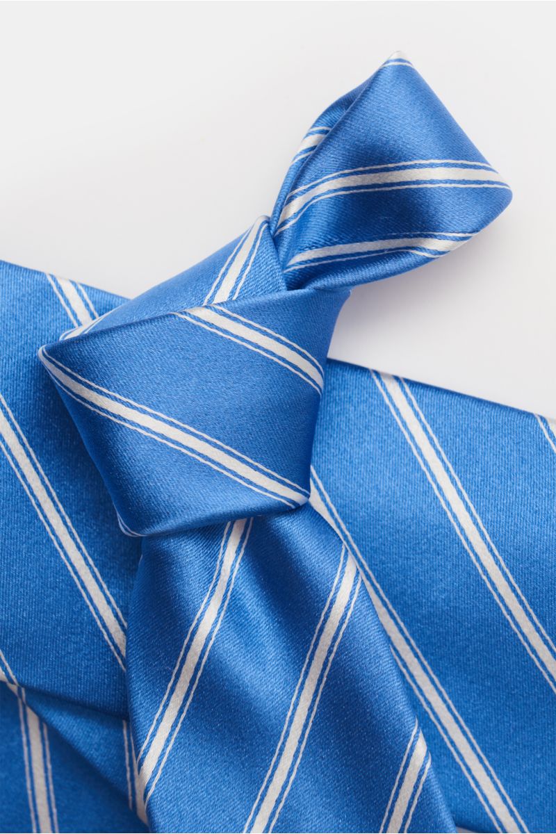Bigi Silk tie 'Senna' blue/off-white striped