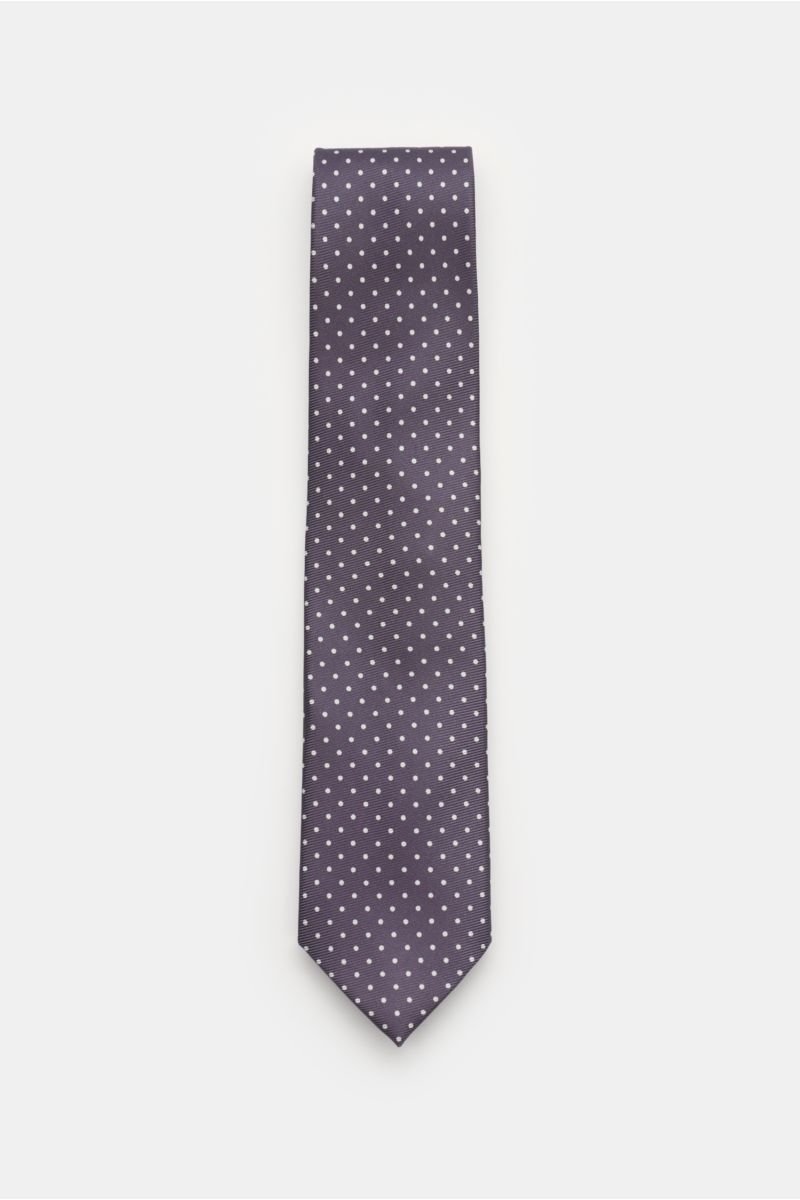 Silk tie 'Cile' grey/white dotted