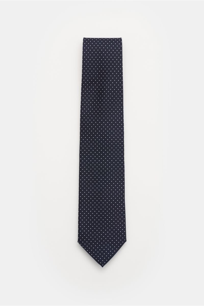 Silk tie 'Nilo' dark navy/white dotted