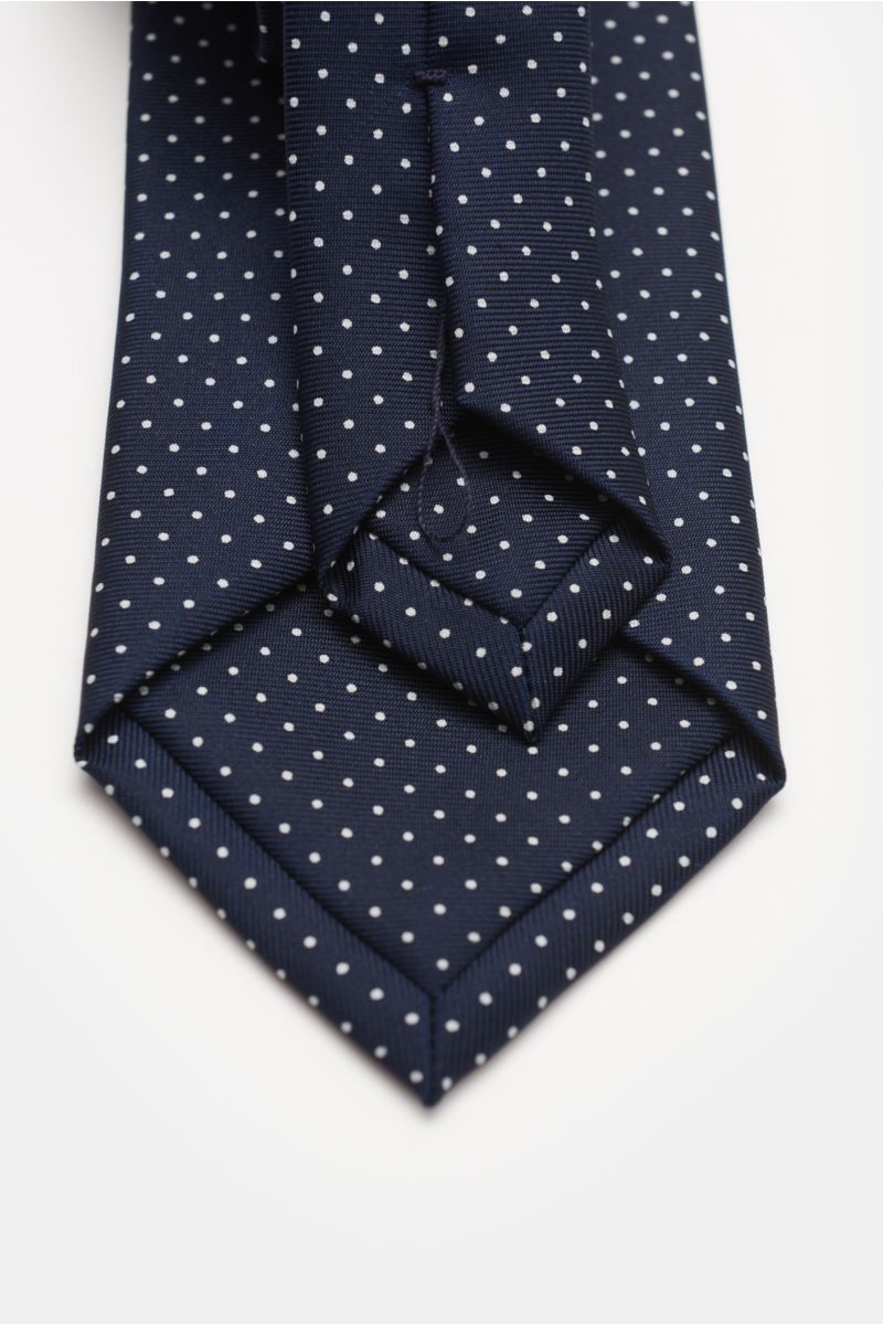 Bigi Silk tie 'Nilo' dark navy/white dotted