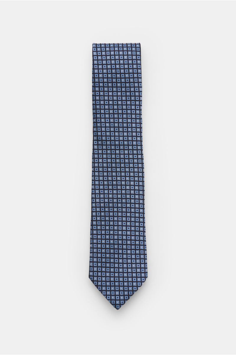 Silk tie navy/light blue/white checked