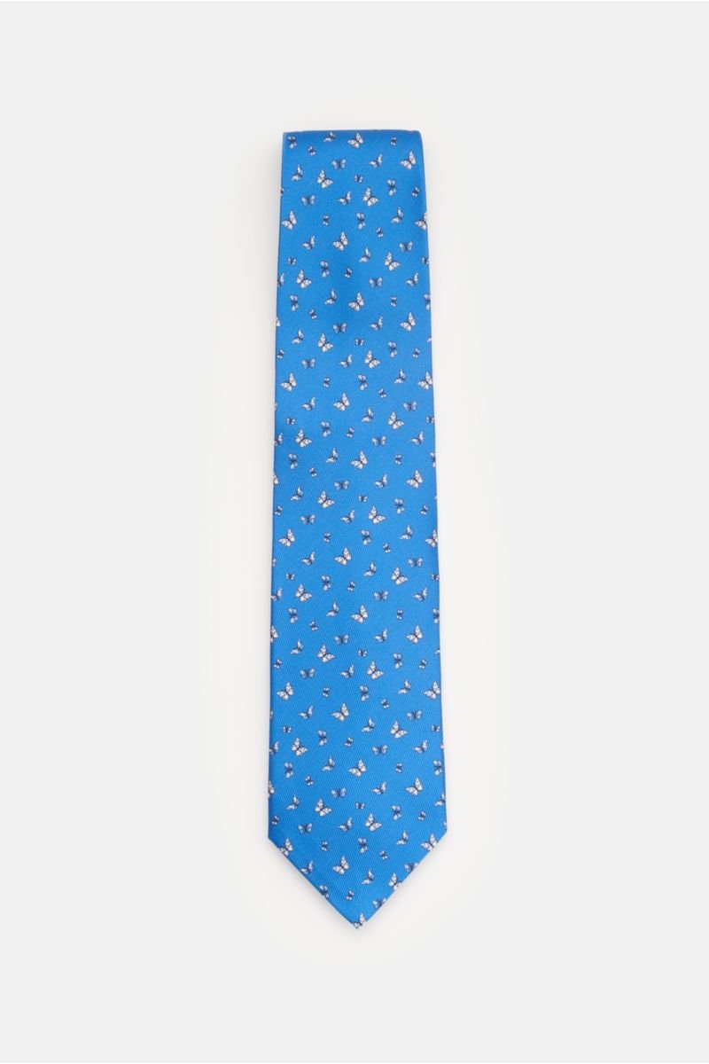 Silk tie blue/off-white patterned