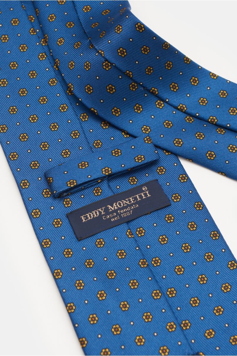 Eddy Monetti Silk tie dark blue/yellow patterned