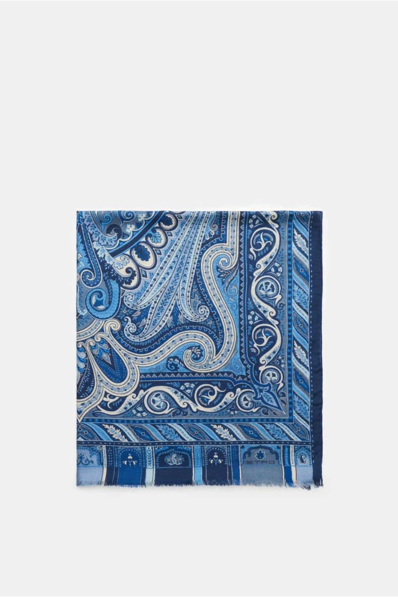 Scarf blue/cream patterned
