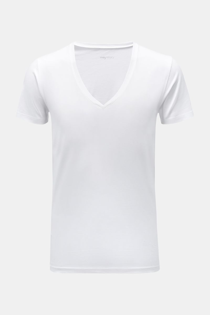 Mey Story V Neck T Shirt Weiss Braun Hamburg