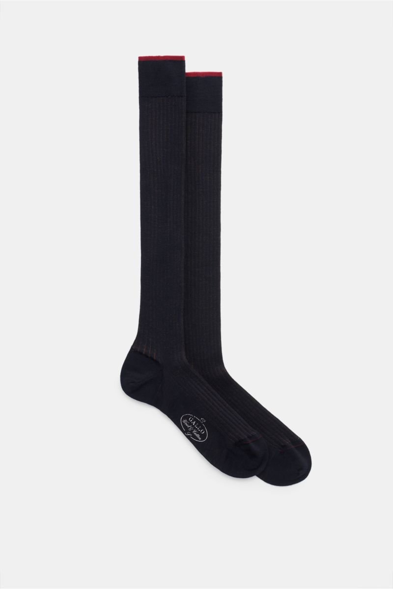 Knee-high socks dark navy/brown