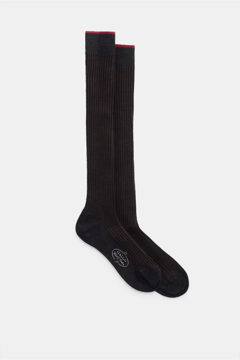 Knee-high socks anthracite/dark brown