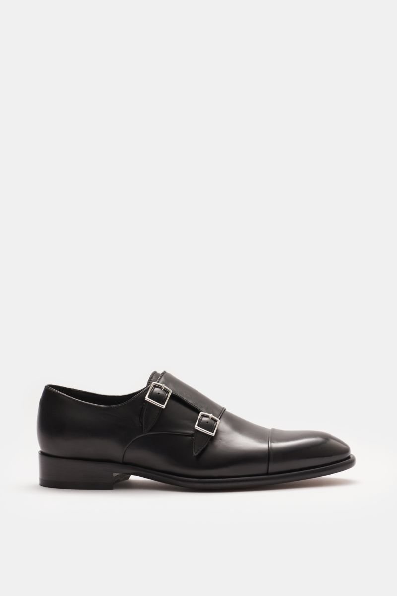 Marcus De Leather Double Monk Shoes in Black for Men Mens Shoes Slip-on shoes Monk shoes 