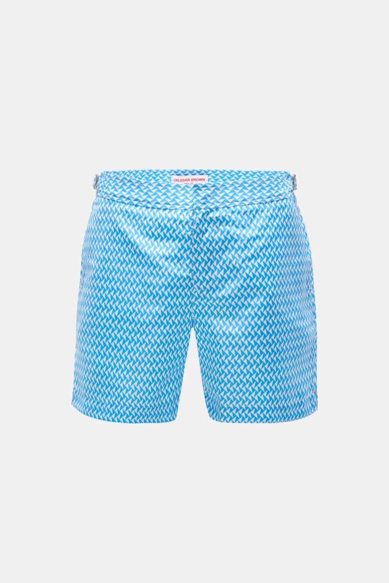 Swim shorts 'Bulldog' light blue/white patterned