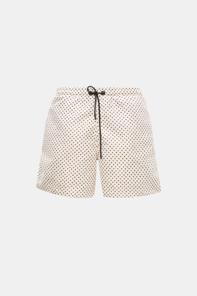 Swim shorts off-white/brown with polka dots