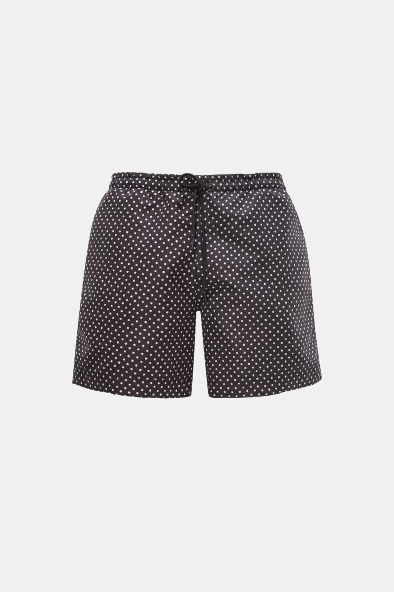 Swim shorts black/white, with polka dots