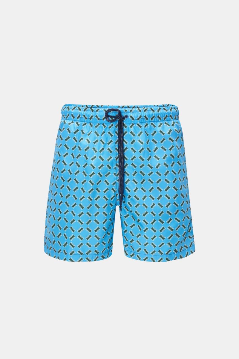 Swim shorts light blue/olive patterned 