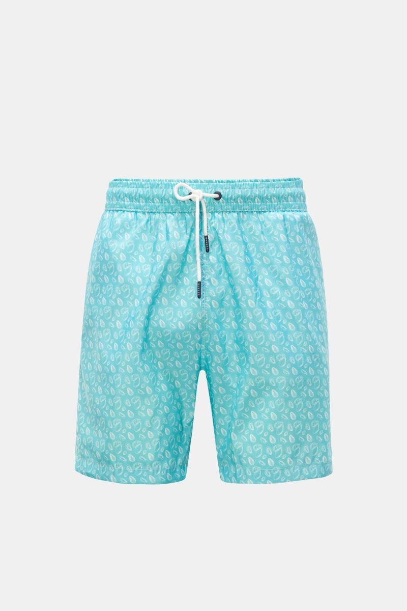 Swim shorts turquoise patterned