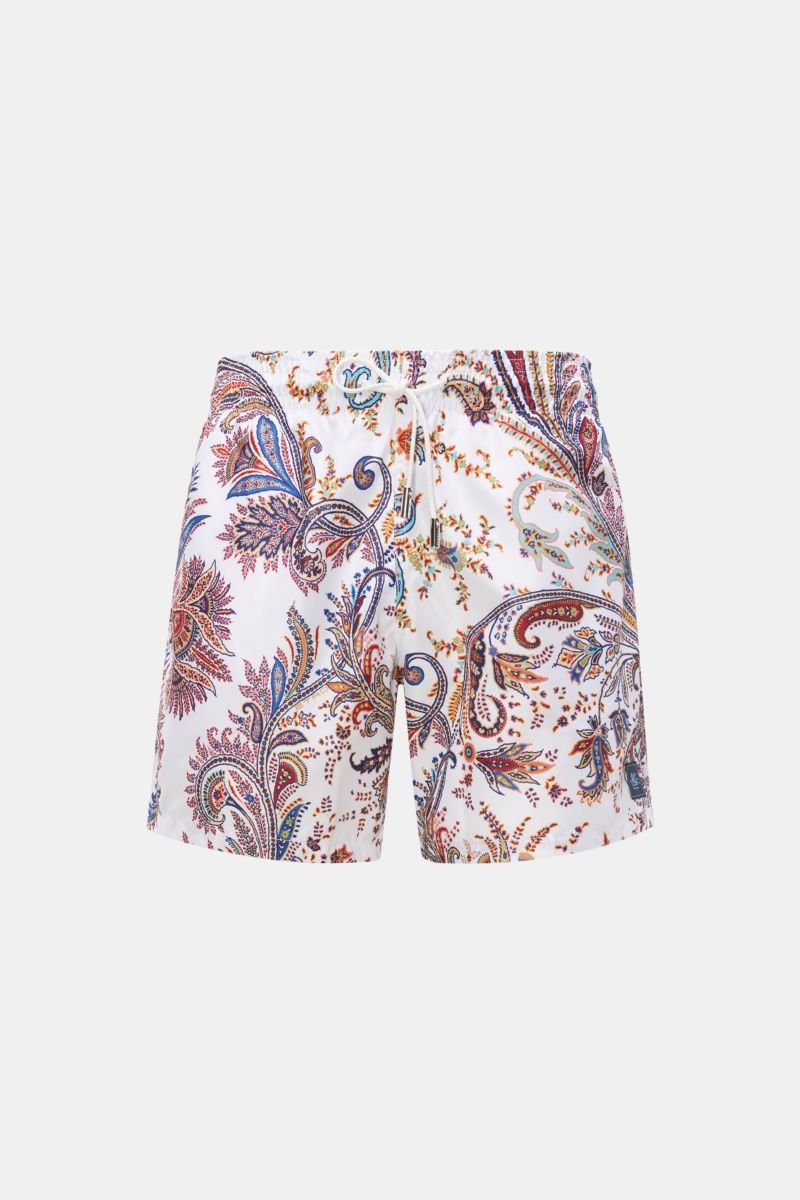 Swim shorts white/blue/red patterned