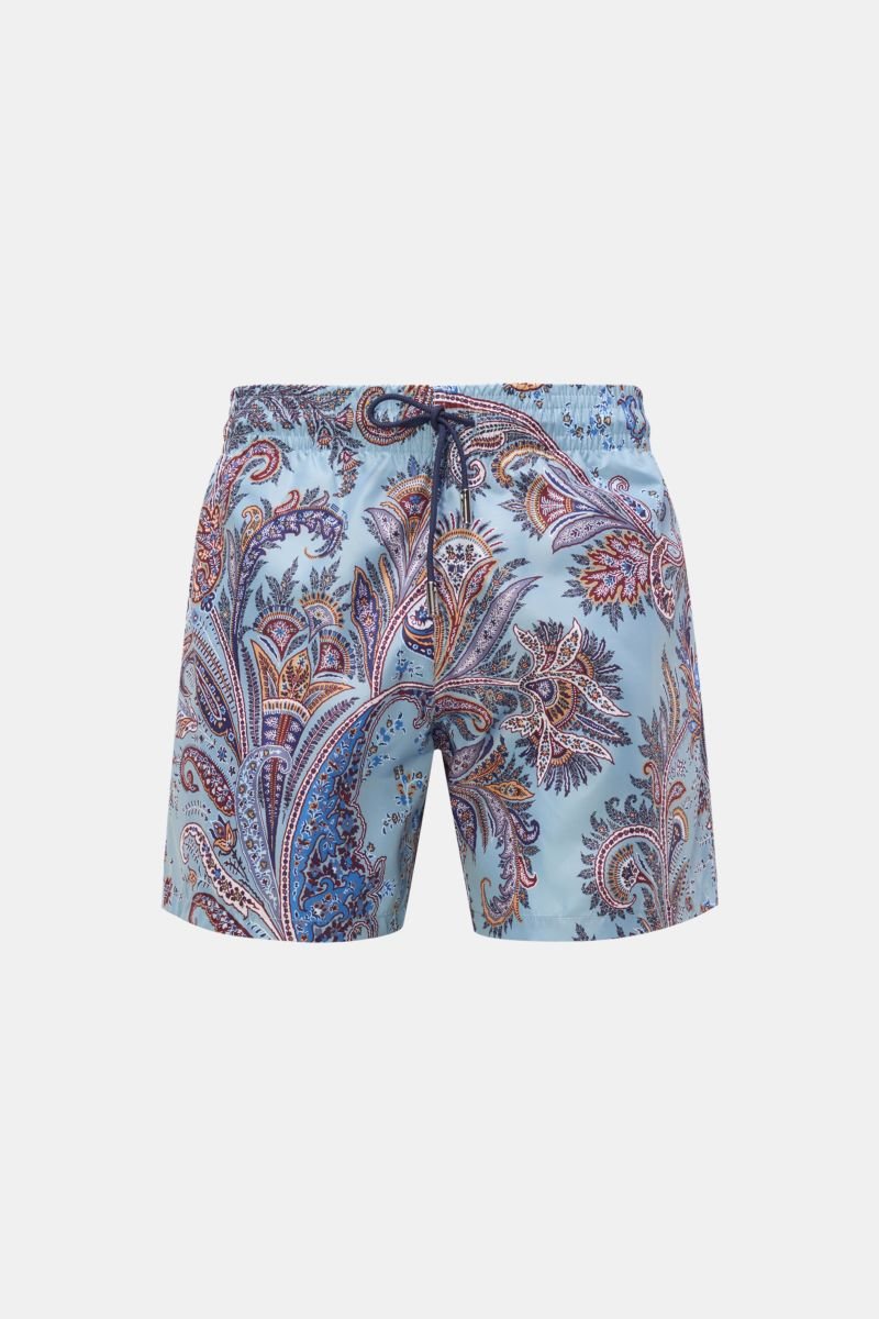 Swim shorts light blue/blue/burgundy patterned
