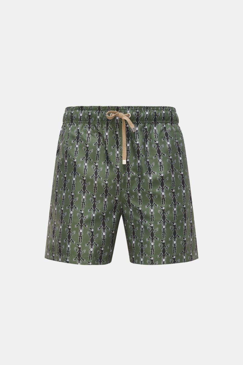 Swim shorts 'Canaret Shorter' green/black/white patterned