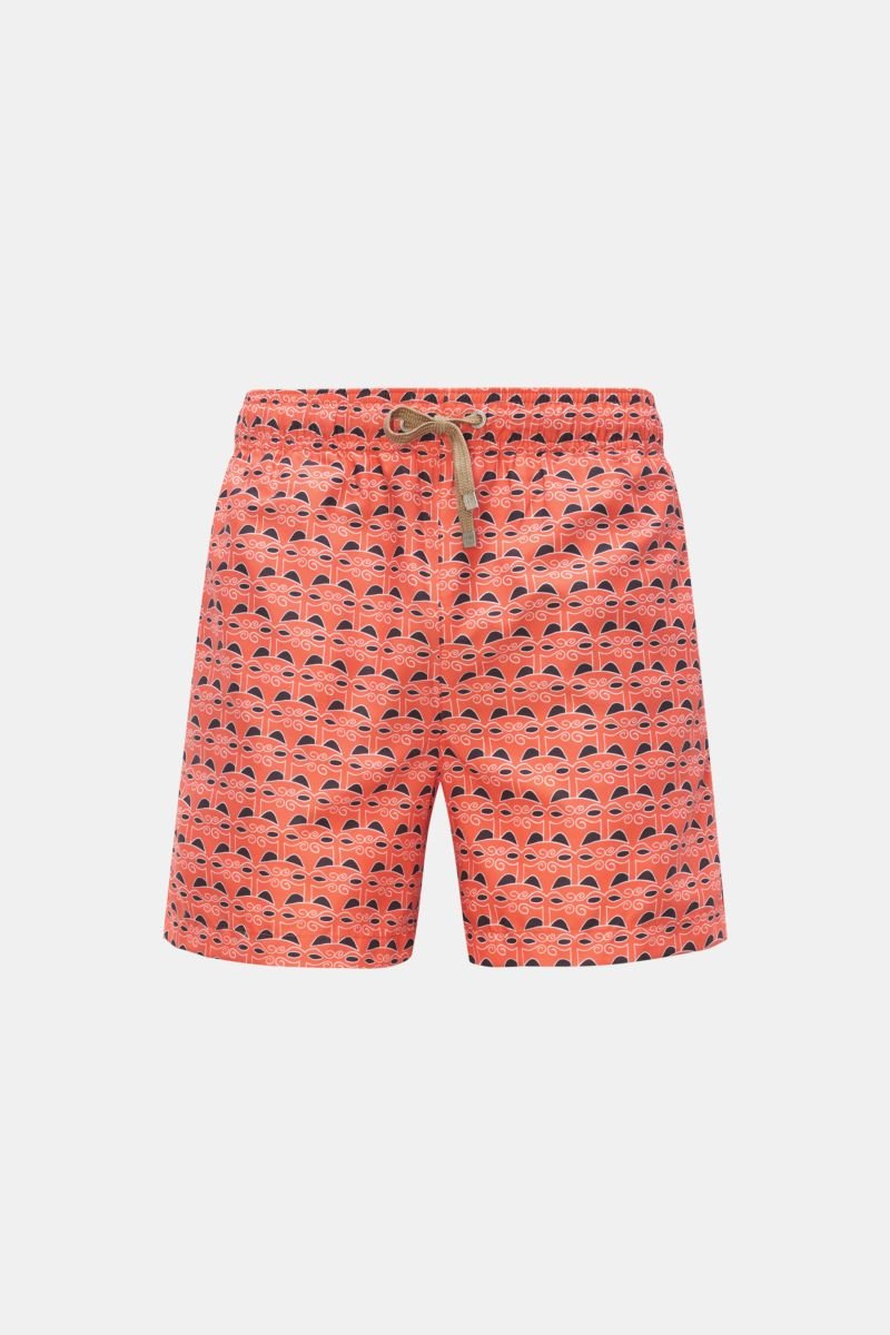 Swim shorts 'Debou Shorter' coral/black/white patterned