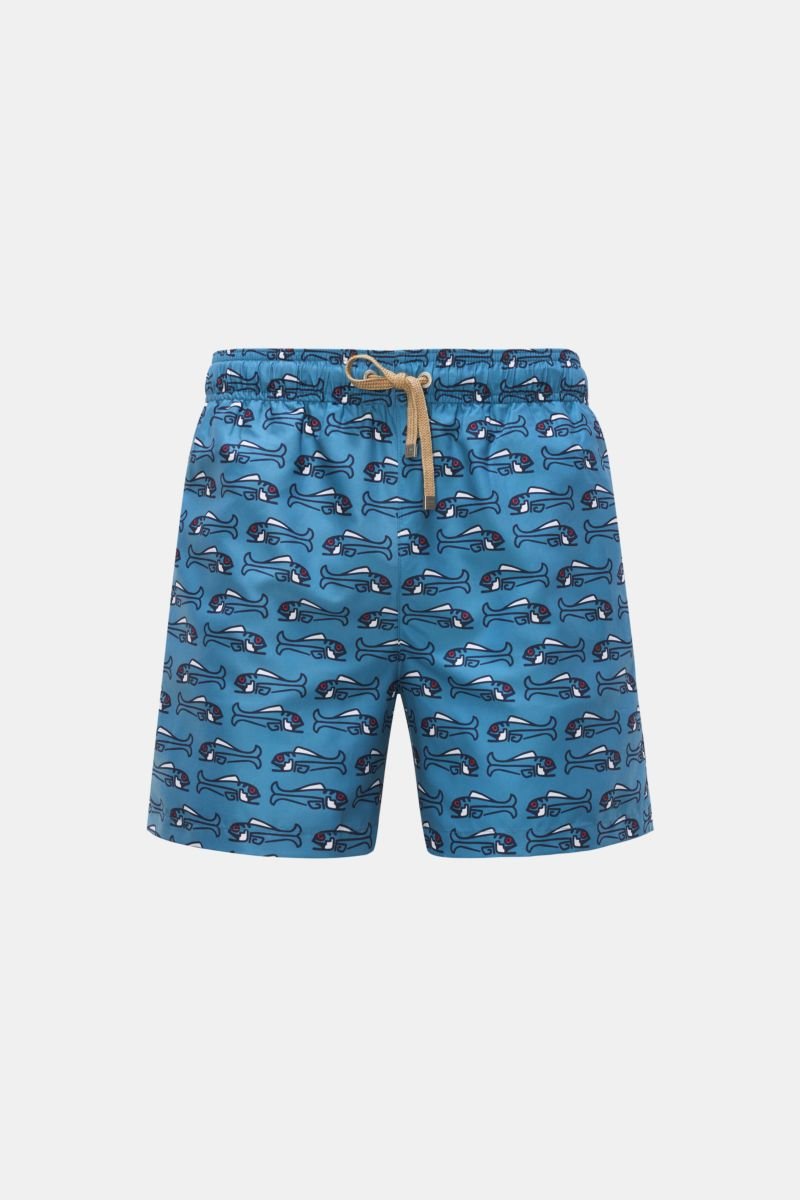 Swim shorts 'Caleta Shorter' smoky blue/navy/white patterned