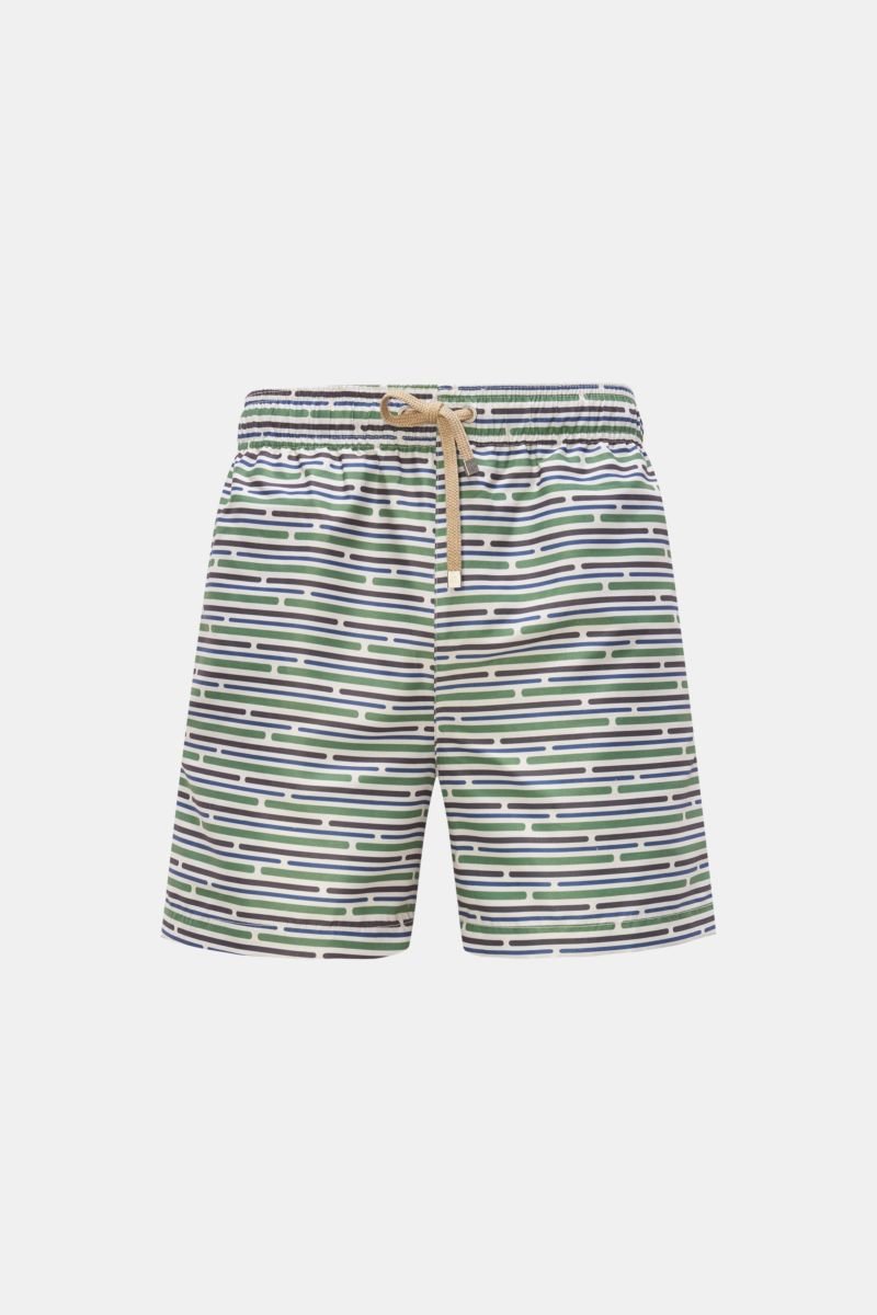 Swim shorts 'Sesdones Shorter' off-white/green/dark blue patterned