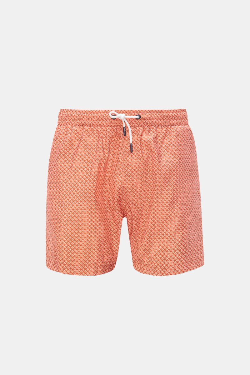 04651/ A trip in a bag Badeshorts 'Tile Swim' orange/weiß gemustert
