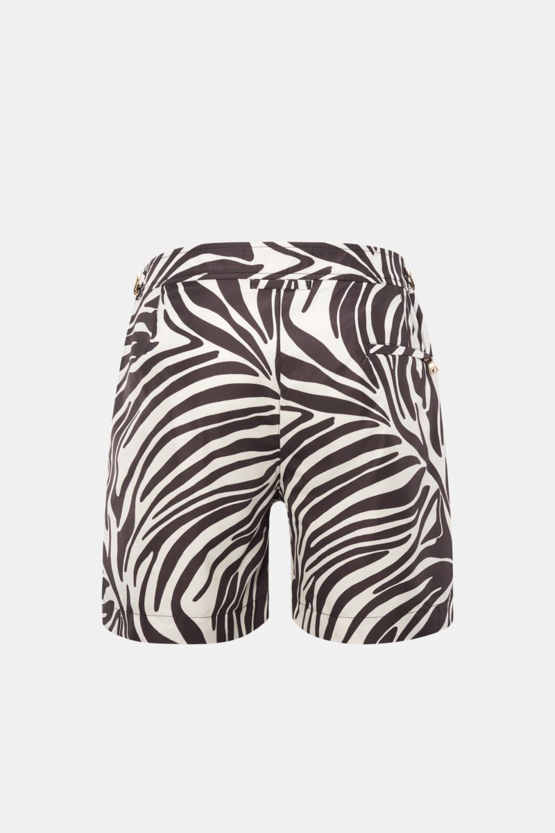 Orlebar Brown Badeshorts 'Bulldog Golden Gun Zebra' dunkelbraun/creme gemustert
