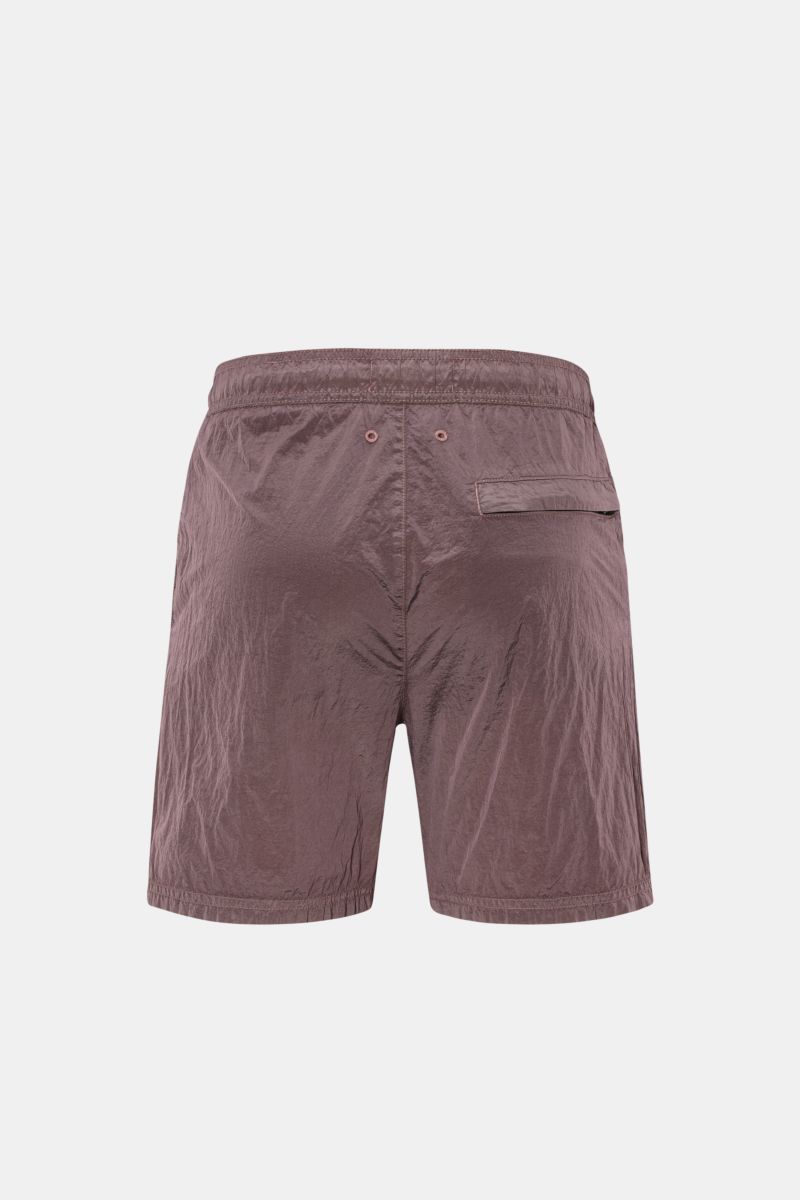 Stone Island Badeshorts altrosa, Rückansicht, Regular Fit aus recycelter Microfaser mit elastischem Bund, Zipper-Gesäßtasche, französischen Taschen, Mesh-Innenfutter.