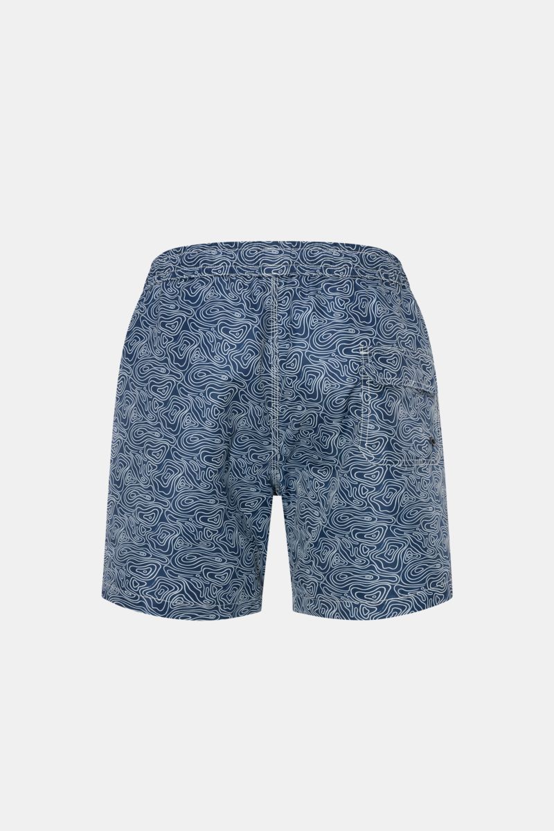 Rückansicht der 04651/ A trip in a bag Badeshorts 'Seamap' navy/weiß gemustert aus schnelltrocknender Microfaser mit elastischem Bund.