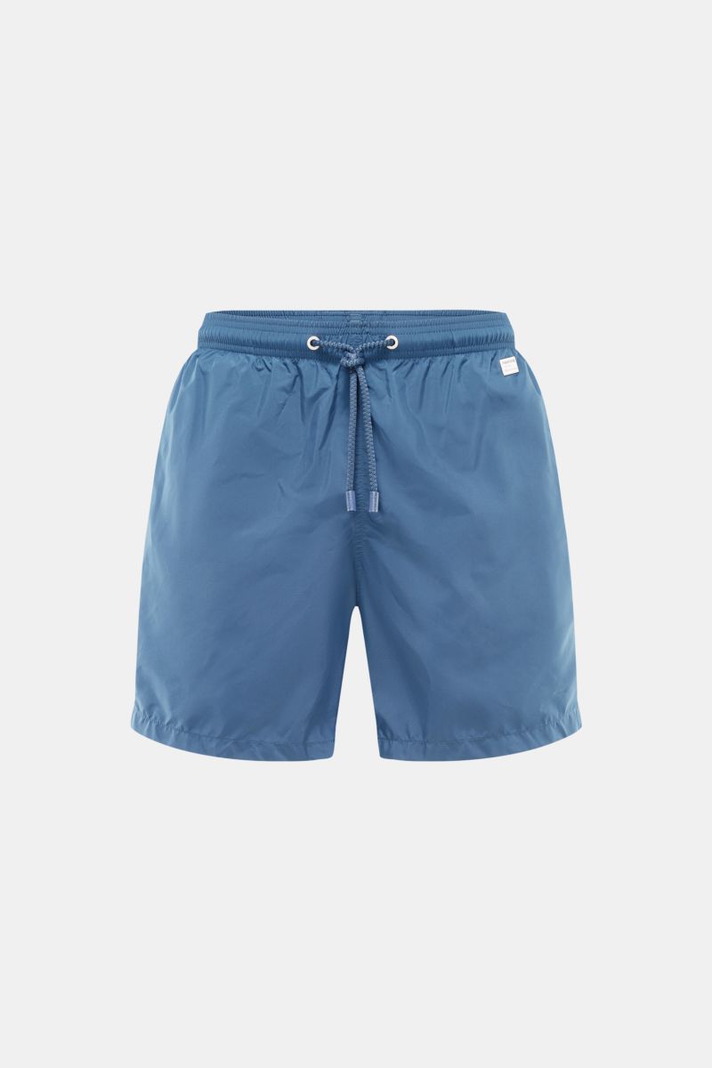 Front view of MC2 Saint Barth Swim shorts 'Lightning Pantone' navy in lightweight recycled microfibre with elasticated waistband and drawstring.

Immerse yourself in the refreshing collaboration between MC2 SAINT BARTH and PANTONE: The swim shorts 'Lig