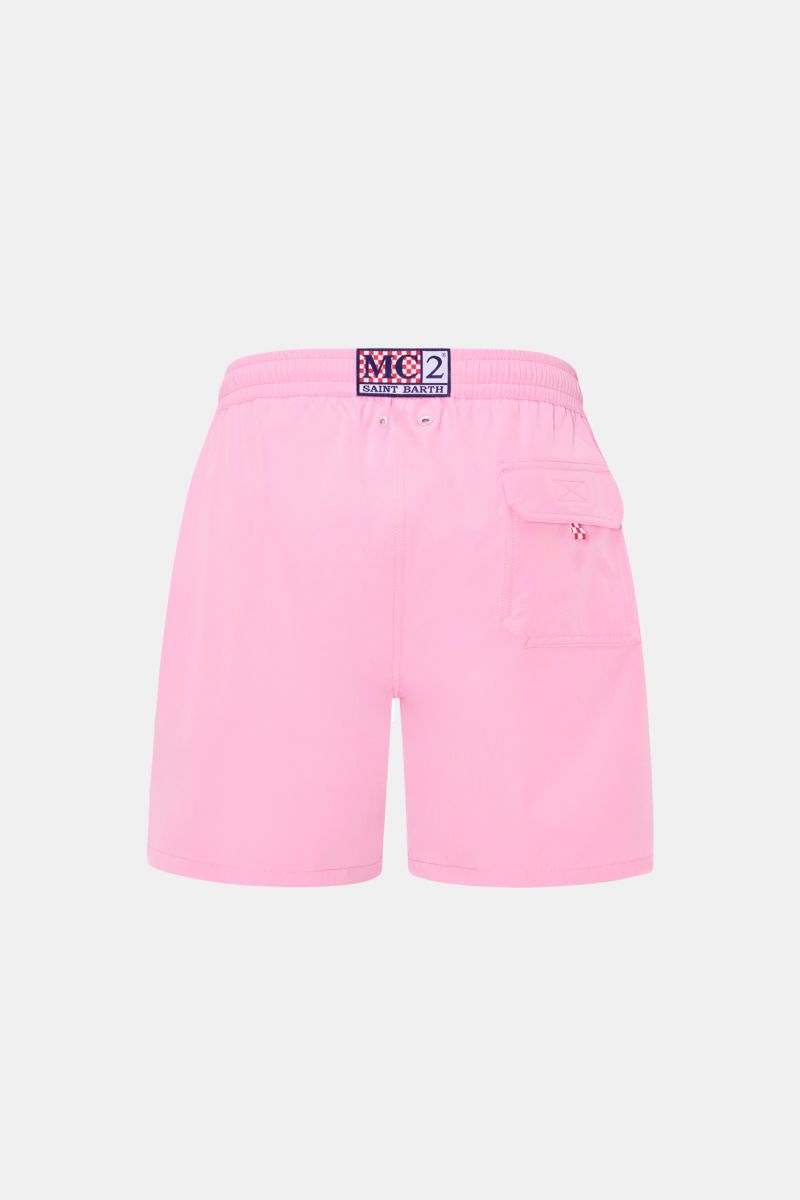 MC2 Saint Barth Badeshorts 'Comfort' rosé, Rückansicht, elastischer Bund, seitliche Tasche mit Klettverschluss, schnell trocknende Microfaser.