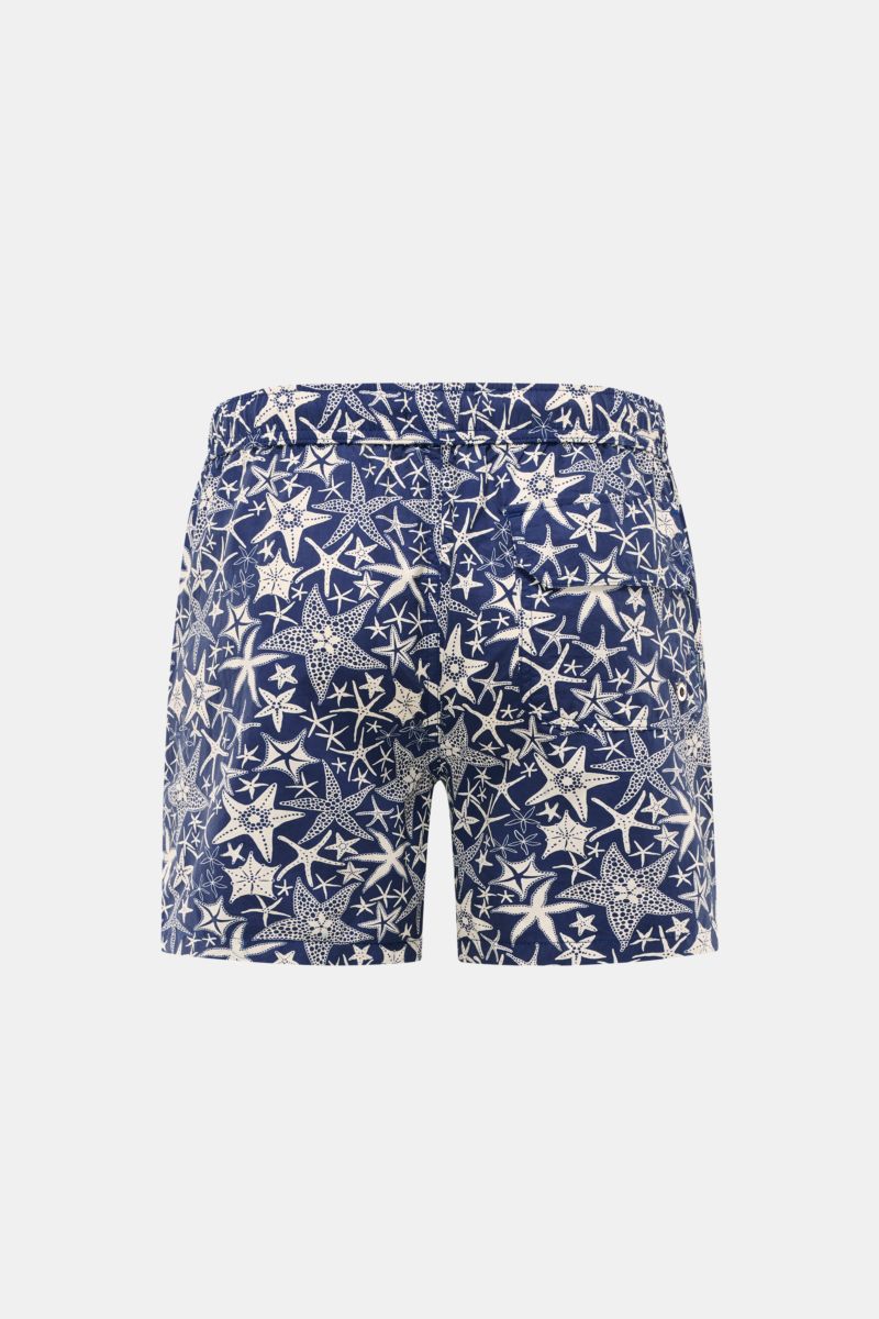 Zeybra Portofino 1962 Badeshorts navy/offwhite gemustert, Rückansicht, maritimer Print, Regular Fit, elastischer Bund, Taschen, Microfaser.