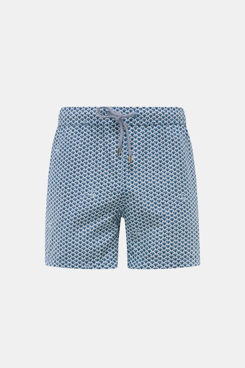 Zeybra Portofino 1962 Badeshorts dark navy/offwhite gemustert, Frontansicht, Regular Fit, Microfaser, elastischer Bund, Taschen, Saumschlitze, Mesh-Innenfutter.