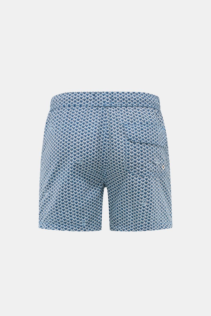 Zeybra Portofino 1962 Badeshorts dark navy/offwhite gemustert, Rückansicht, Regular Fit, elastischer Bund, Taschen, Microfaser, Beach-Look.